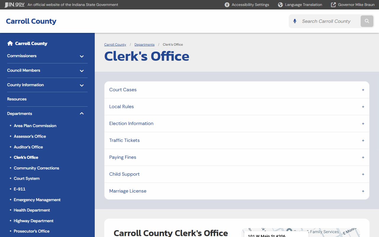 Carroll County clerk probate court records Indiana