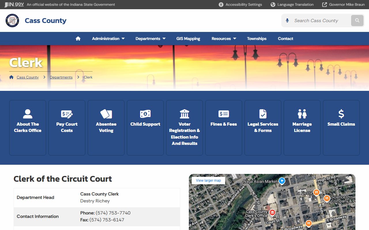 Cass County clerk Indiana probate court records