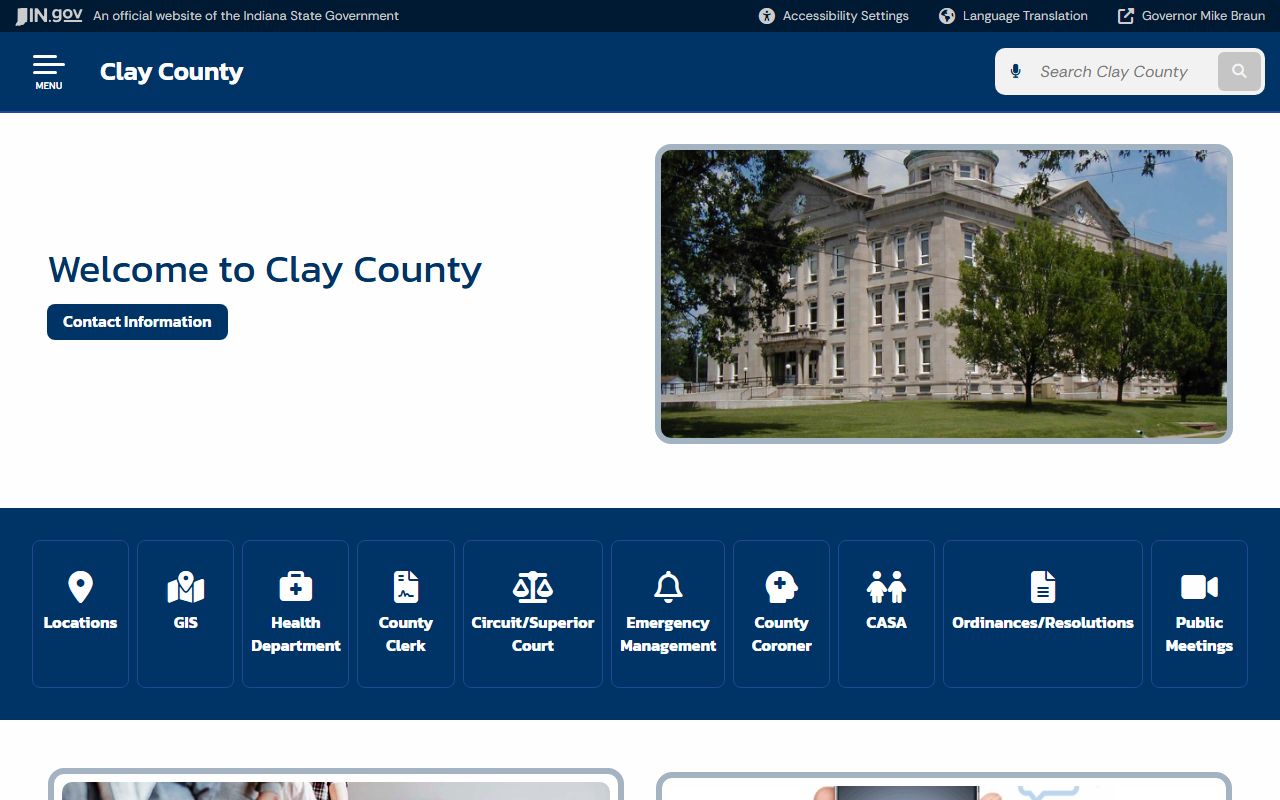 Clay County Indiana government page probate court records