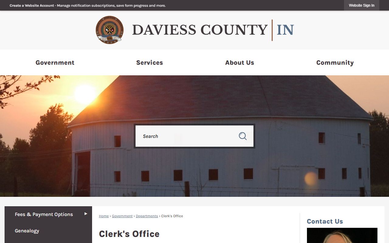Daviess County clerk Washington Indiana probate court records