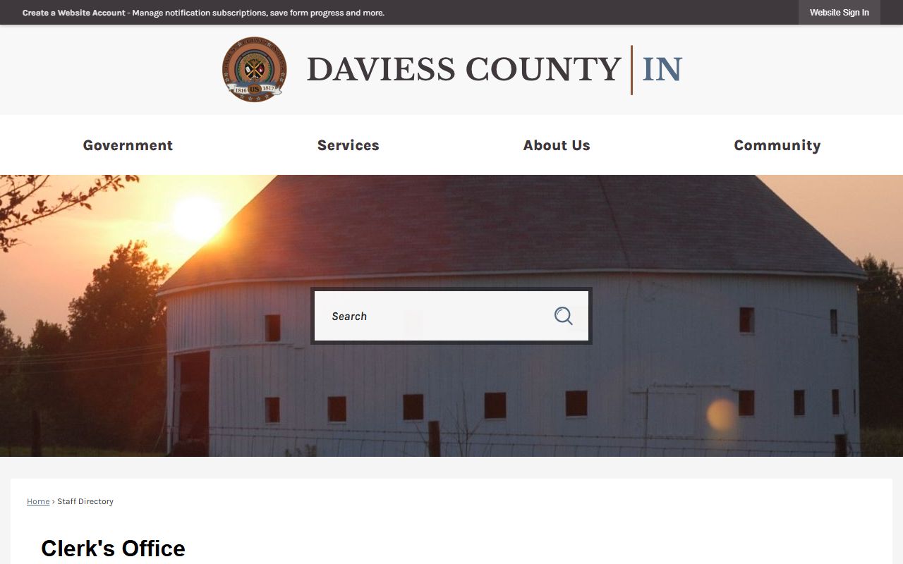 Daviess County clerk staff directory probate records Washington Indiana