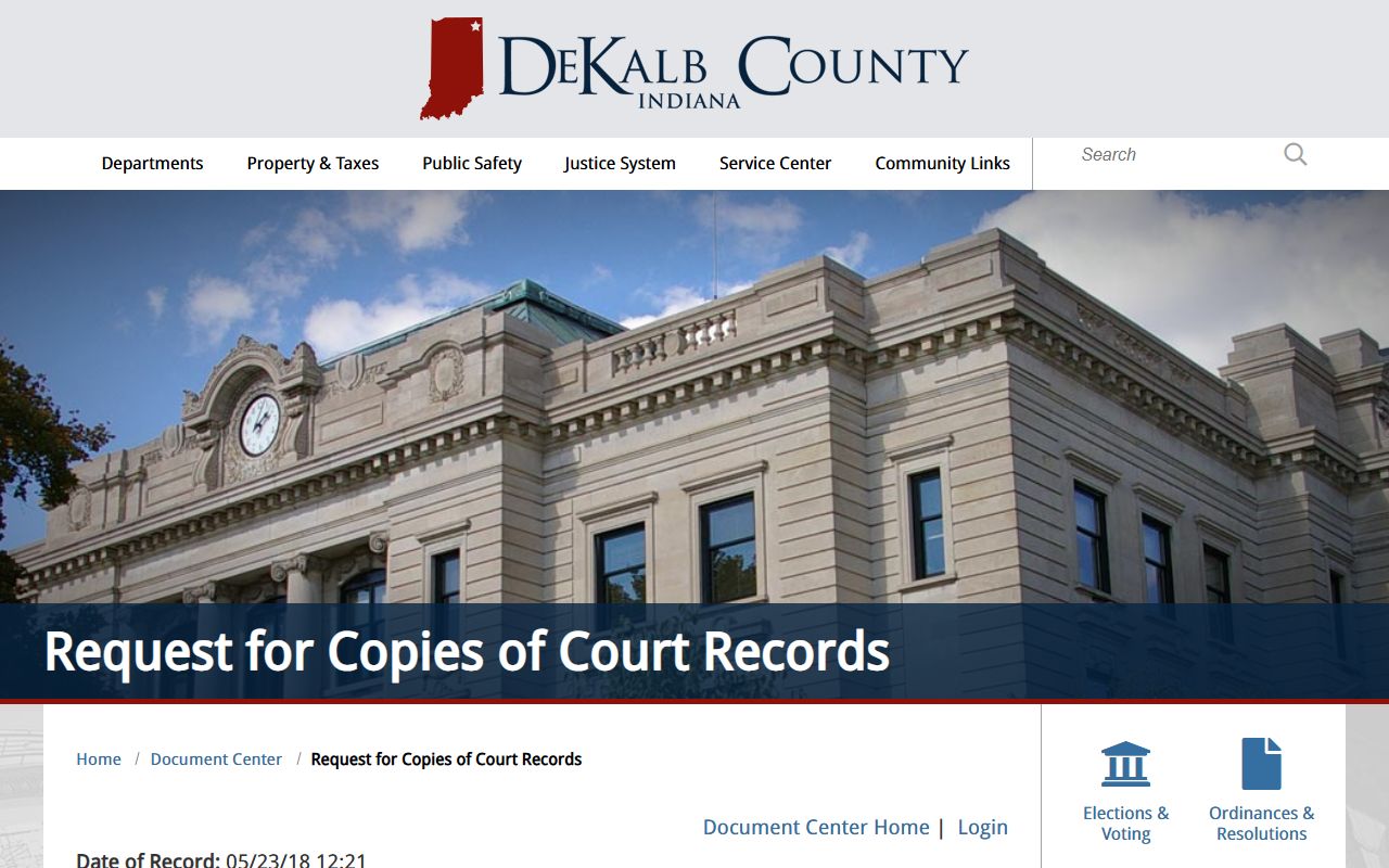 DeKalb County court fee document probate records Auburn Indiana
