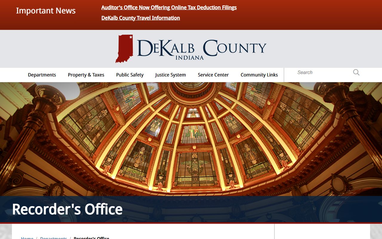 DeKalb County department page Indiana court records Auburn