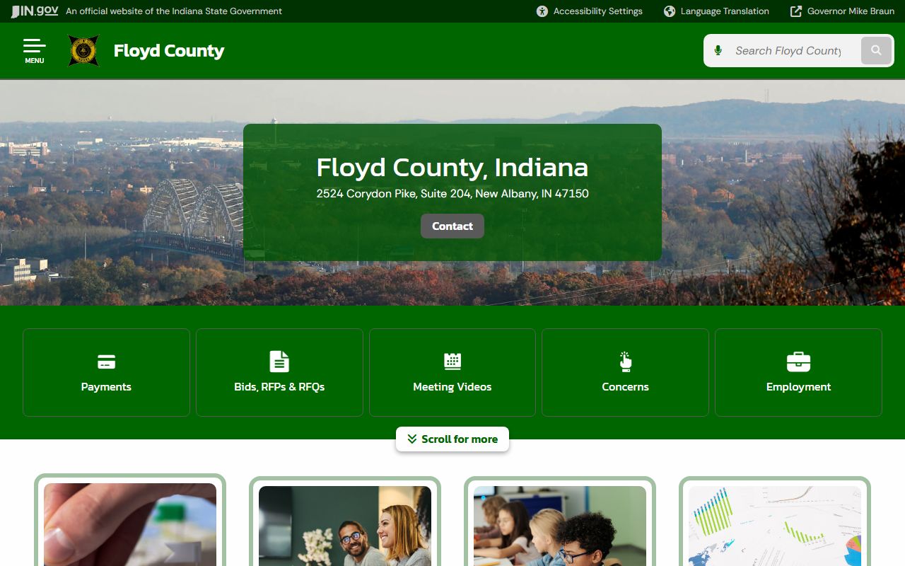 Indiana government Floyd County page with probate court records links
