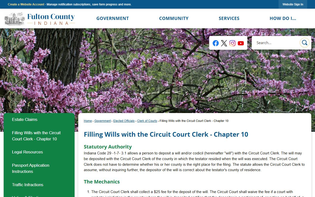Fulton County will filing page for Circuit Court Clerk and probate court records