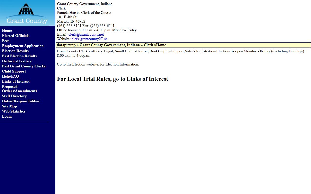 Grant County Clerk website for accessing probate court records