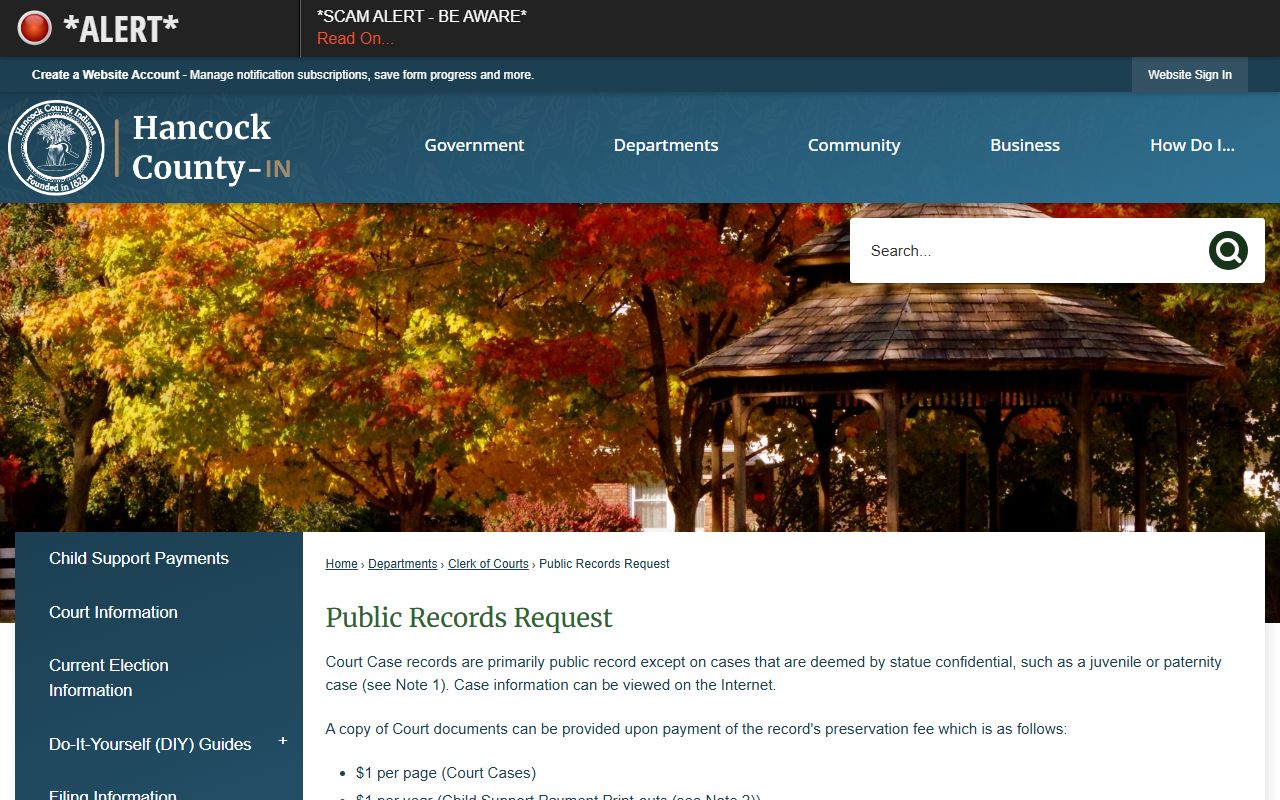 Hancock County public records request form for probate court records