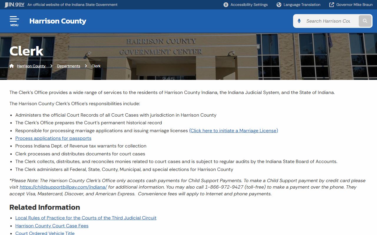 Harrison County Clerk department page for probate court records and filings