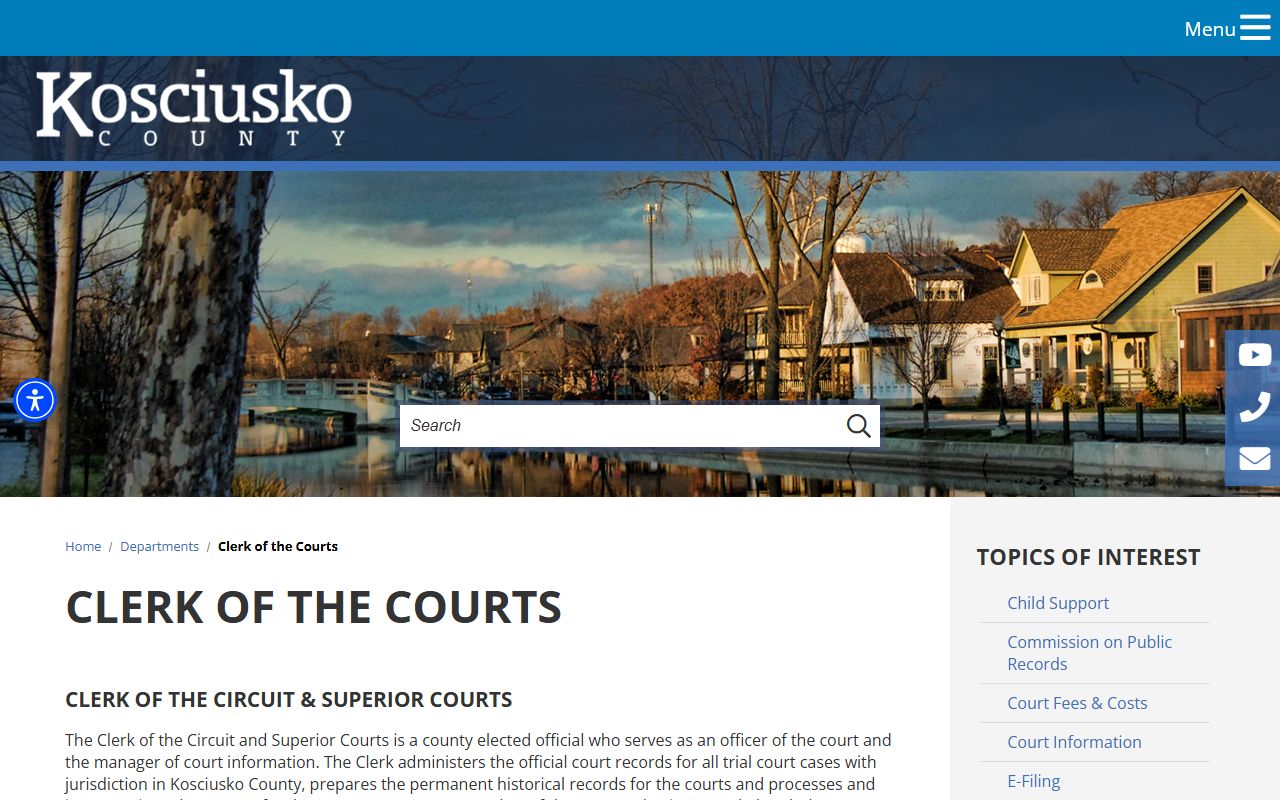 kosciusko county clerk department probate court records
