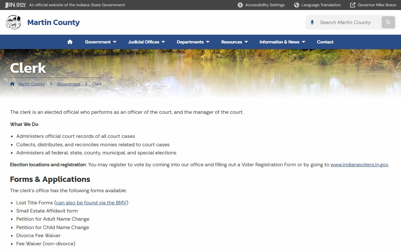 Martin County Indiana clerk of court probate records