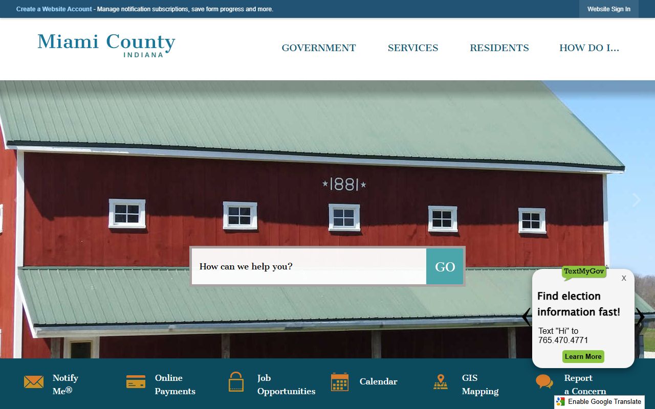 Miami County Indiana government website for probate court records