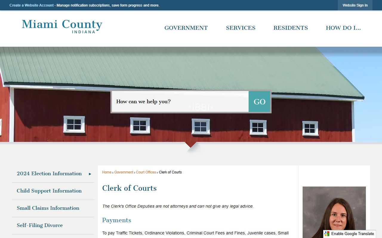 Miami County Indiana clerk of courts probate records Peru