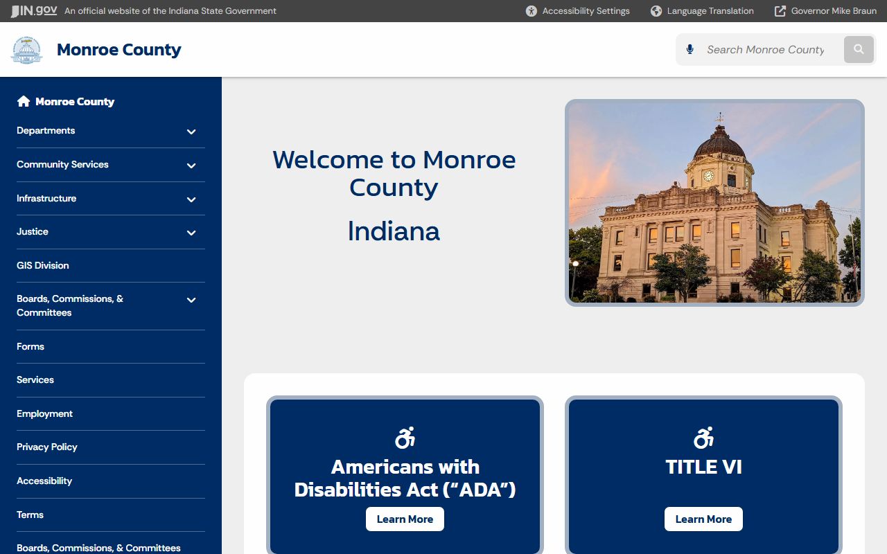 Monroe County Indiana official website for probate court records