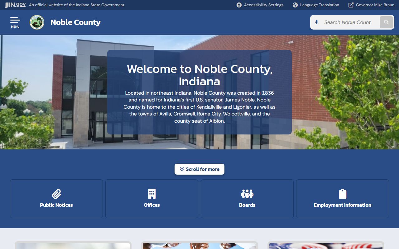 Noble County government website probate records