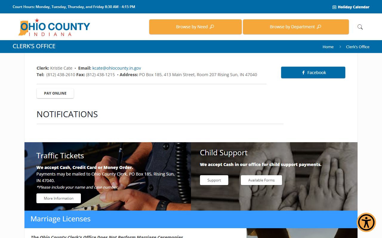 Ohio County clerk probate court records office page