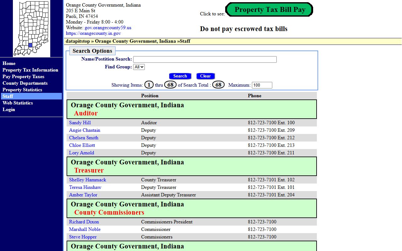 Orange County staff directory probate records contacts