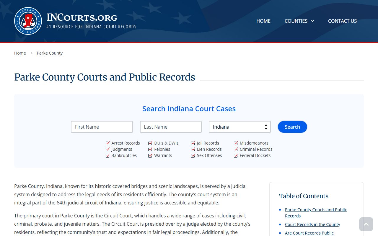 Parke County probate court records incourts resource