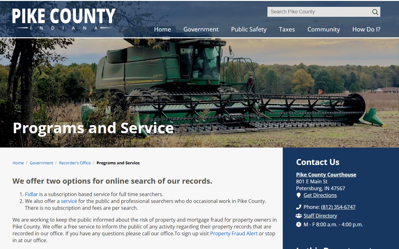 Pike County court services probate records topic page