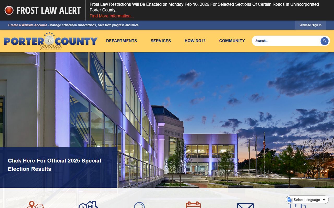 Porter County government website probate court records