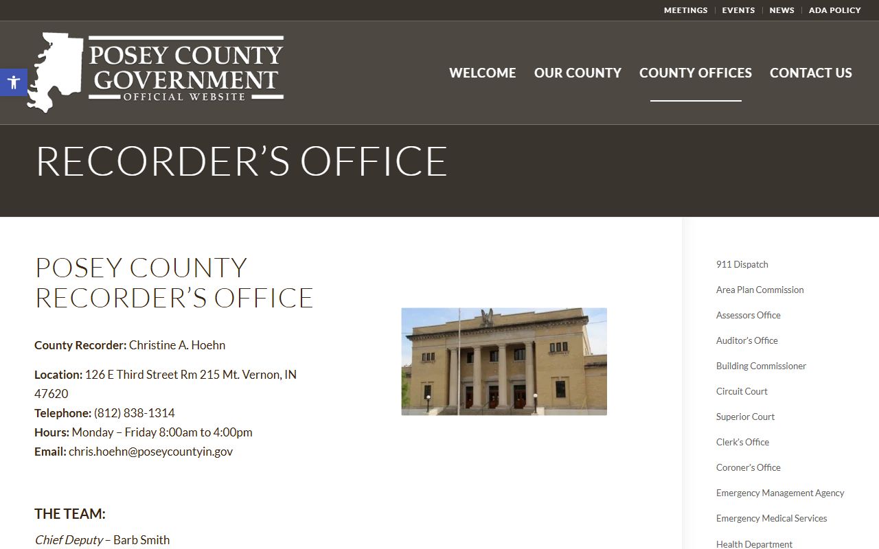 Posey County recorder office probate related records