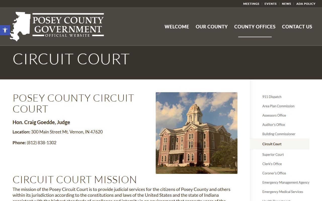 Posey County circuit court probate records Mount Vernon