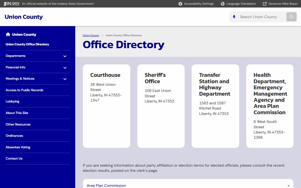 Union County office directory probate records contacts