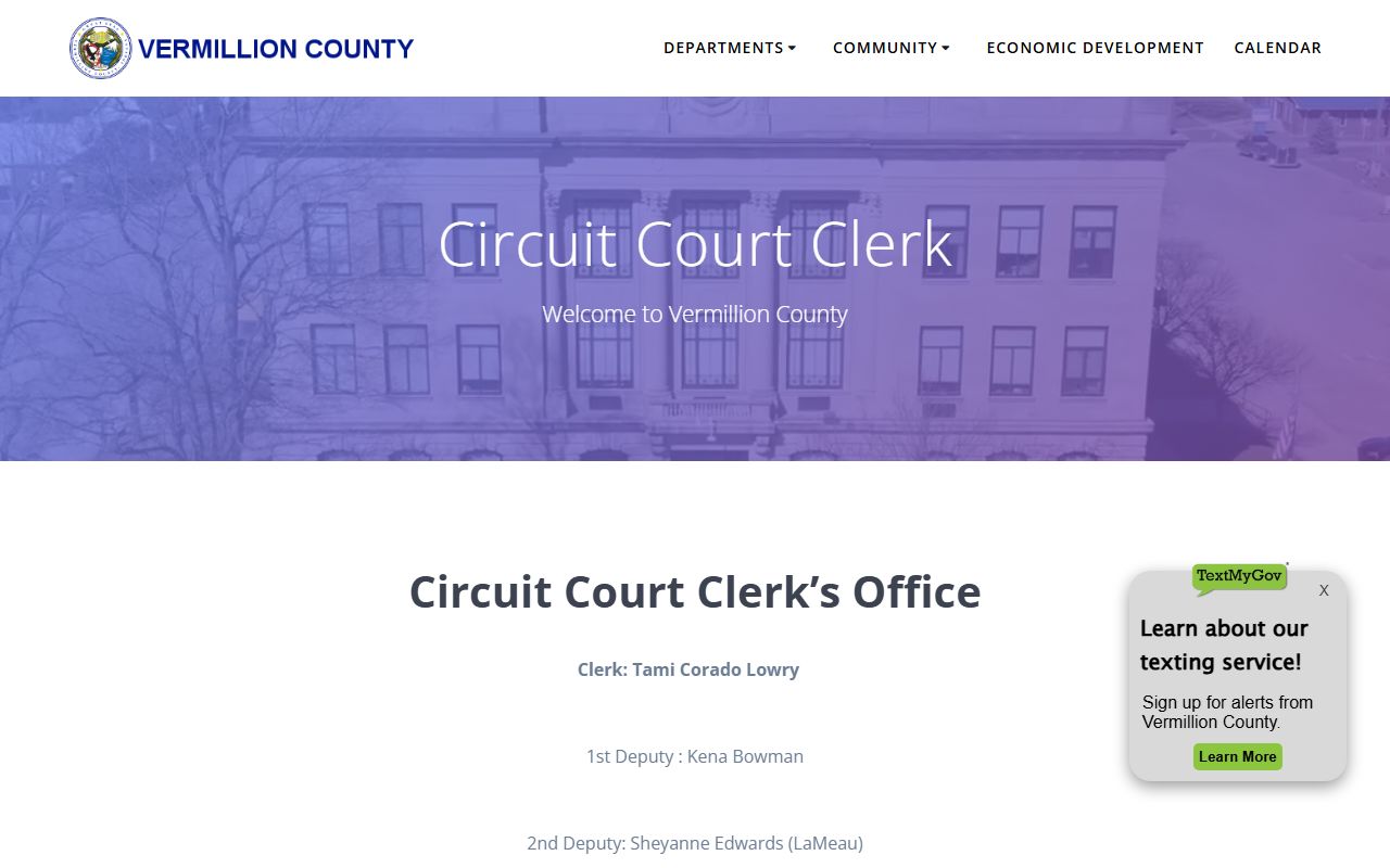 Vermillion County Circuit Court Clerk probate records page Newport