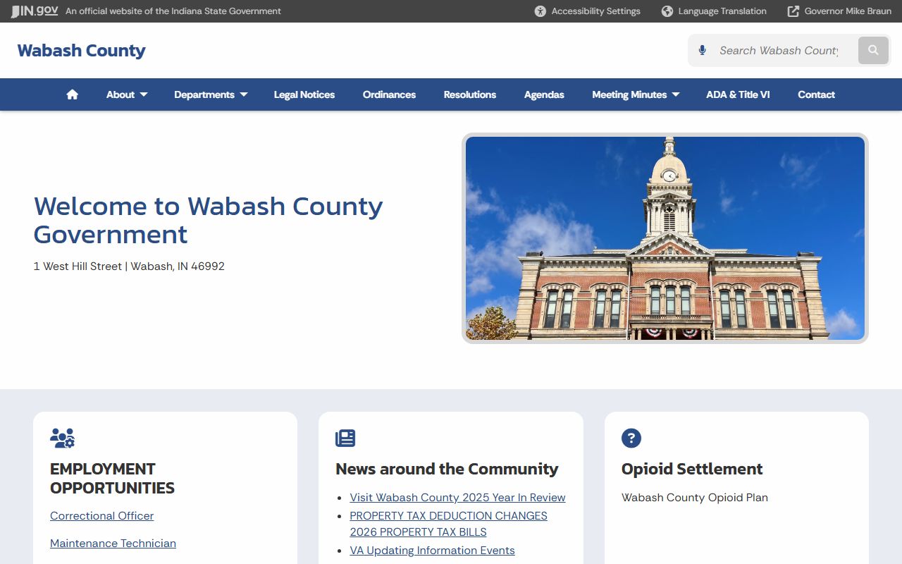 Wabash County government website probate court records directory