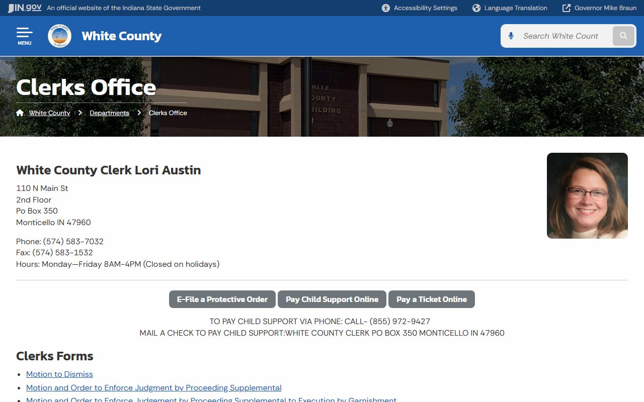 White County Clerks Office probate records department page