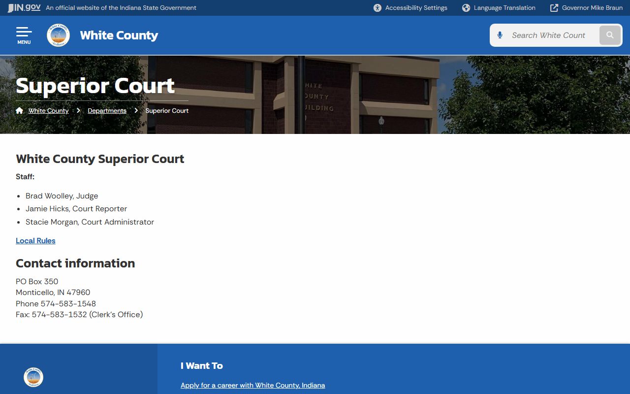 White County Superior Court probate jurisdiction page Monticello