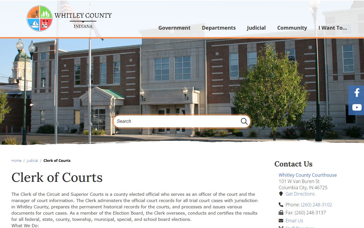Whitley County Clerk Office probate court records department page